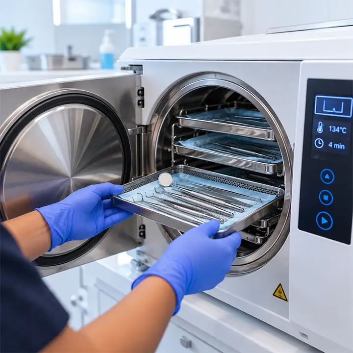 Dental sterilization equipment used to carefully sterilize dental instruments between patients.